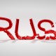 Red Trust word destruction over grey background