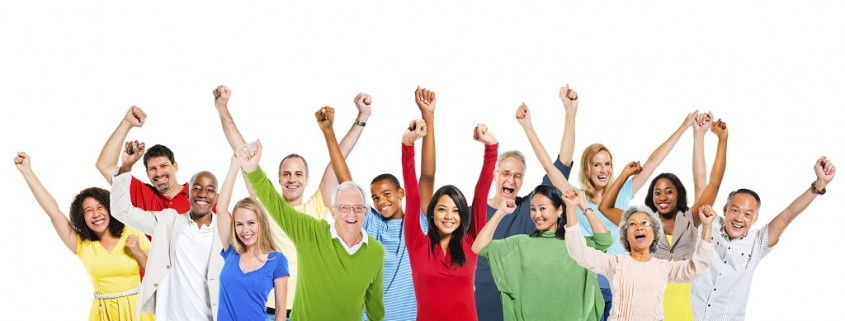 Multi-Ethnic Group Of People Expressing Positivity And A Copy Space Above